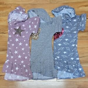 Speechless Kids Size XL Set Of 3 Short Sleeve Top With Hood & Sequins & Glitter